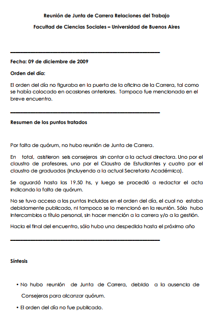 Minuta de Junta de Carrera  09/12/09