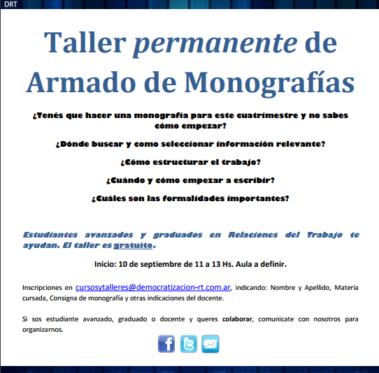 Actividad Abierta: Taller Permanente de Armado de Monografías