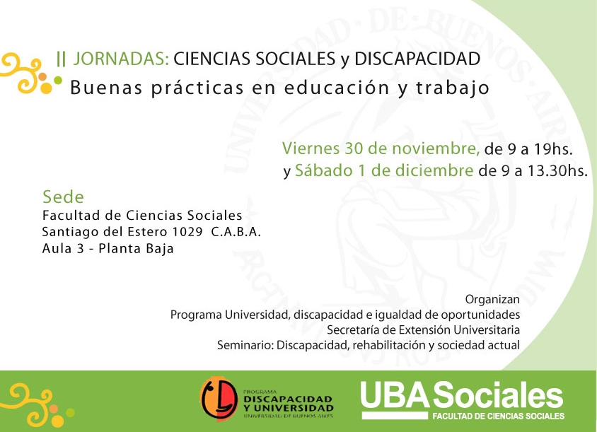 II Jornadas Ciencias Sociales y Discapacidad