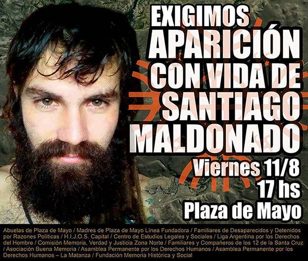 Por la aparición con vida de Santiago Maldonado