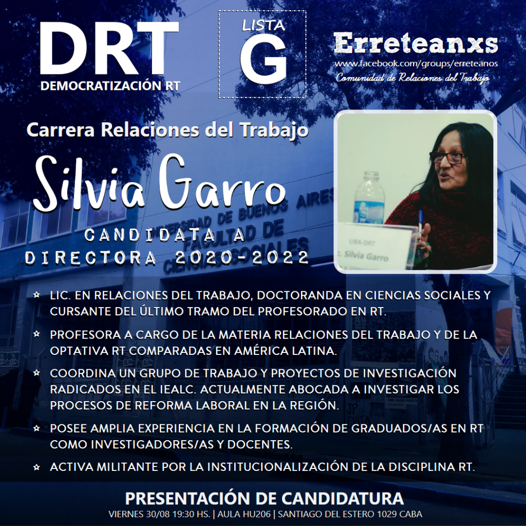 📢 Silvia Garro – Candidata a Directora de la Carrera de RT 2020-2022 💚