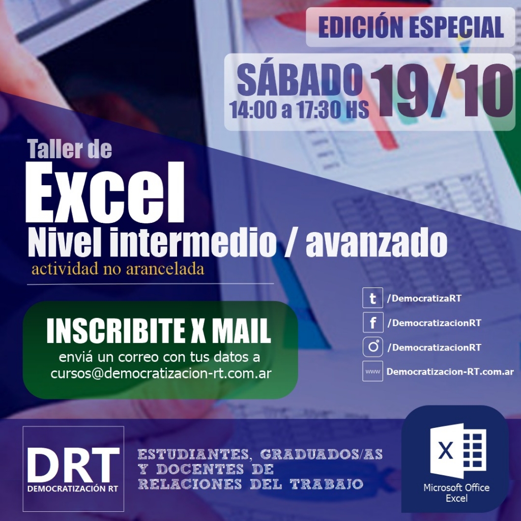 📊 Taller de Excel – edición especial – octubre 2019