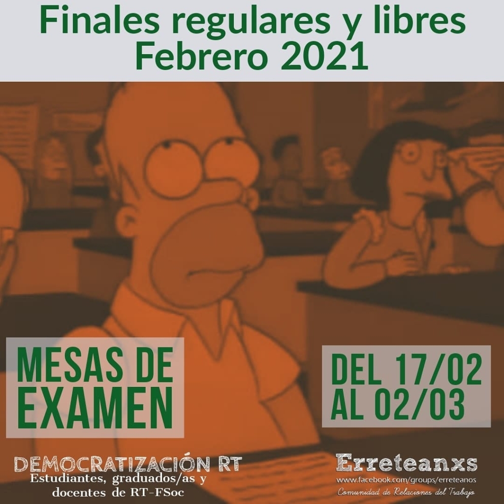 Mesas de examen turno febrero 2021