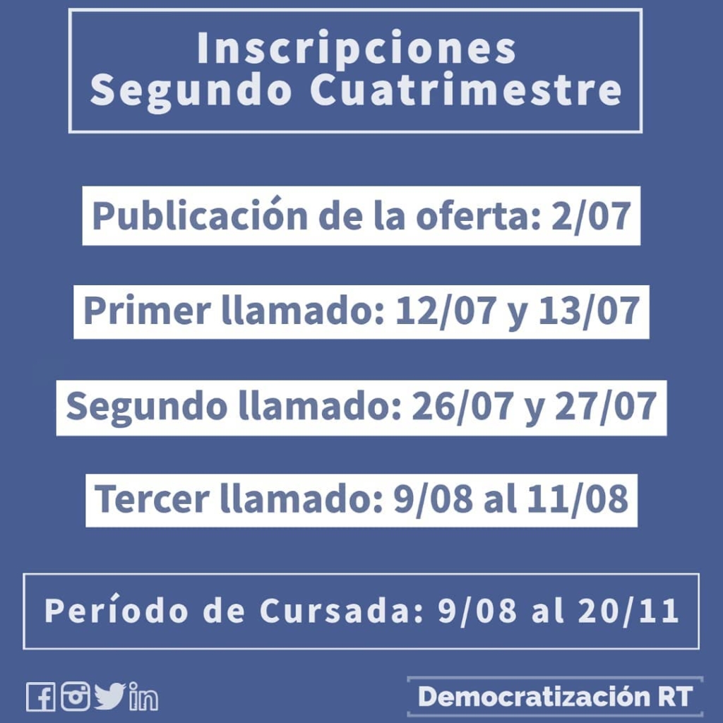 📢 Inscripciones segundo cuatrimestre 2021