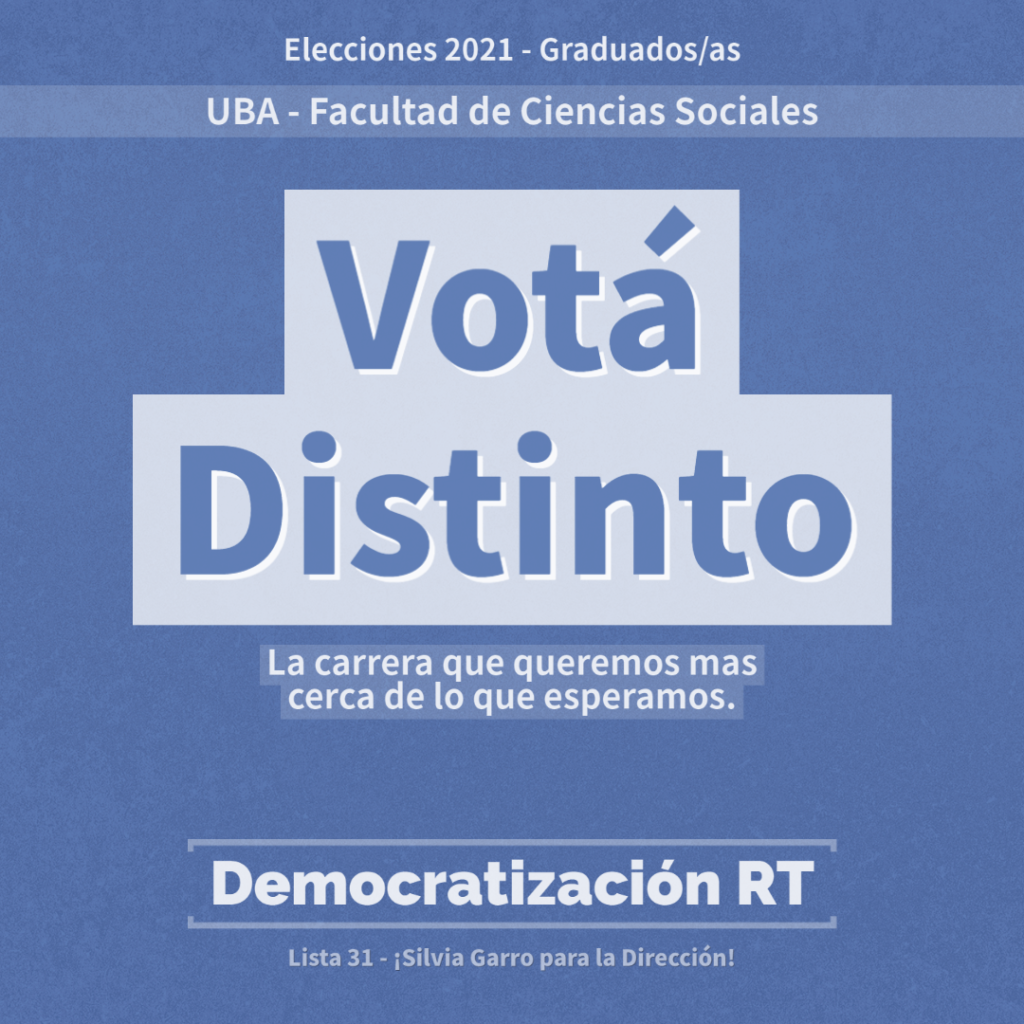 ¡Votá Distinto en RT! La carrera que queremos mas cerca de lo que esperamos.