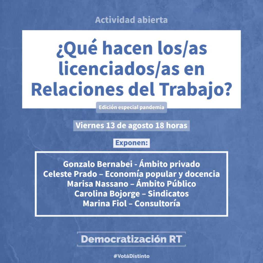 AGENDA | ¿Qué hacen los/as licenciados/as en Relaciones del Trabajo? – Edición especial pandemia