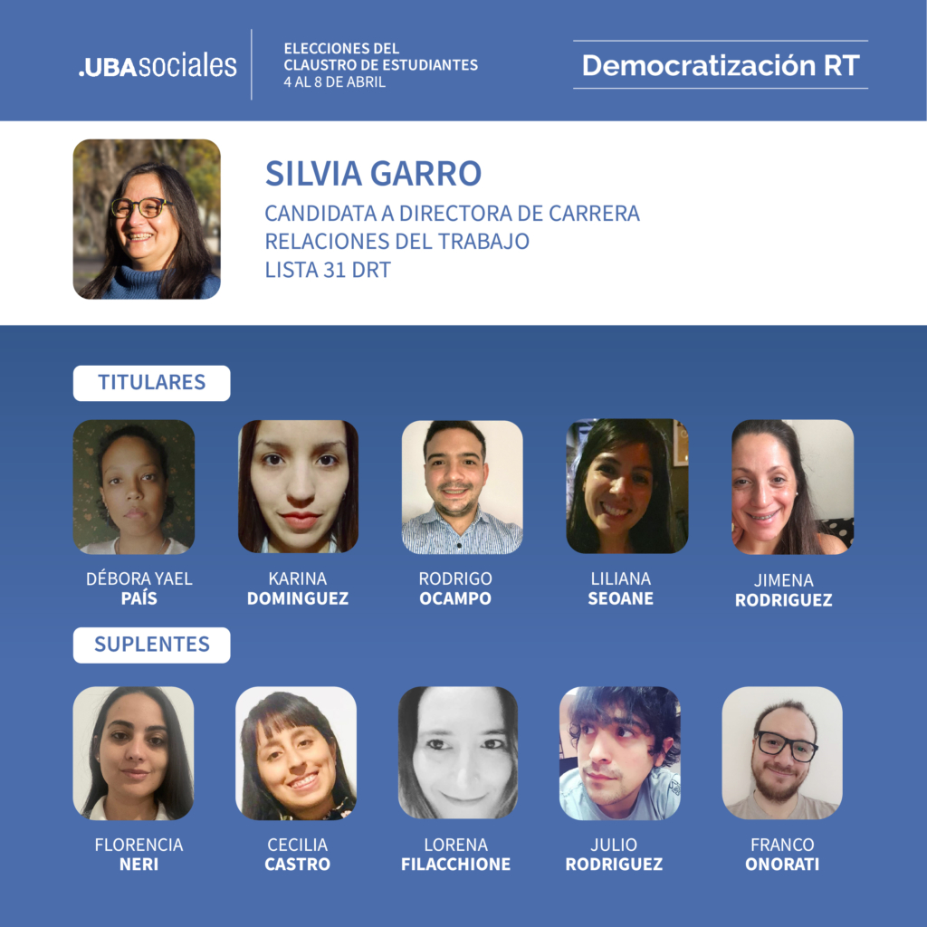 ¡Nuestros/as candidatos/as para el Claustro de Estudiantes!